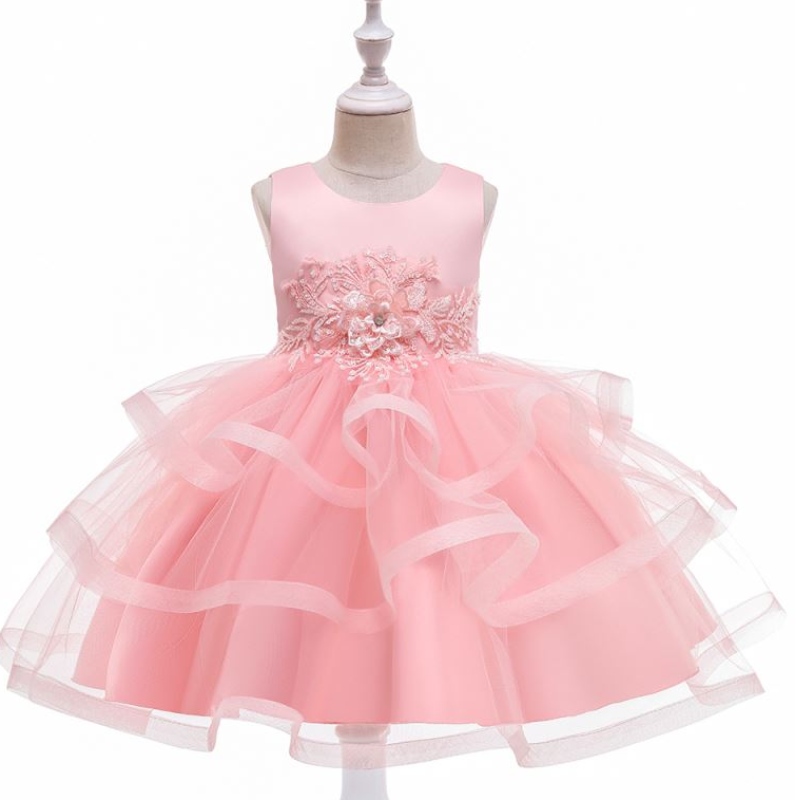 Baige petit gamin bébé fleur fleur fille d'été d'anniversaire de fête robe robe robe princesse robe 3-10 ans l5225