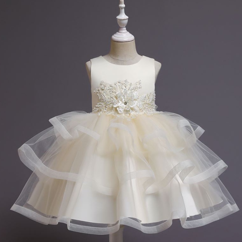 Baige petit gamin bébé fleur fleur fille d'été d'anniversaire de fête robe robe robe princesse robe 3-10 ans l5225