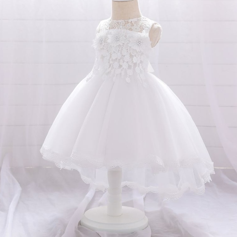 Baige Flower Girls Robe de mariée bébé filles baptême de princesse robes de ceinture t1938xz