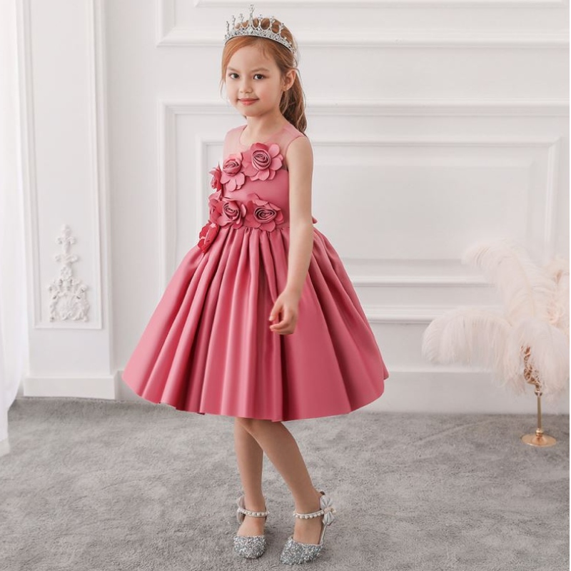 Baige en gros de 3 à 8 ans bébé fille robe flore enfants robe fantaisie pour enfants de fête l5068