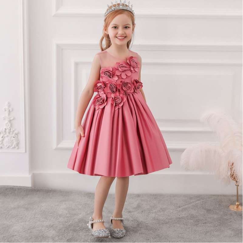 Baige en gros de 3 à 8 ans bébé fille robe flore enfants robe fantaisie pour enfants de fête l5068