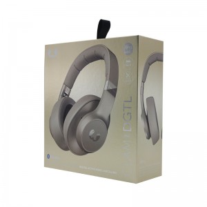 Boîte d\'emballage des écouteurs Double papier cuivre en papier laminé Gris Boîte à volet en papier dur