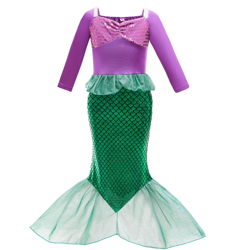 Filles petite sirène ariel princesse robe cosplay costumes enfants bébé ariel costume de fantaisie enfant halloween de fête d'anniversaire