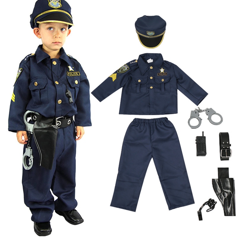 Costume de police de luxe costume et jeu de rôle kit garçons halloween carnival Party Performance fantaisie habillé uniforme tenue