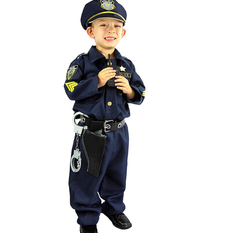 Costume de police de luxe costume et jeu de rôle kit garçons halloween carnival Party Performance fantaisie habillé uniforme tenue