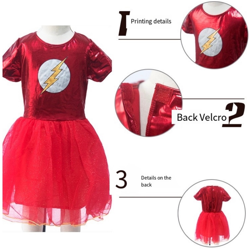 Enfant super-héros flashman halloween costume filles princesse diana habille des cadeaux co-robe set