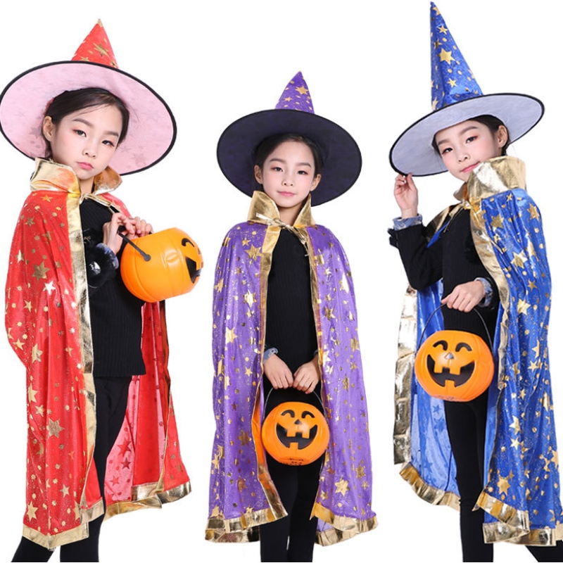 Halloween Cloak Children Cosplay Witch Cloak Magicien Wizard Performance Costume Costume