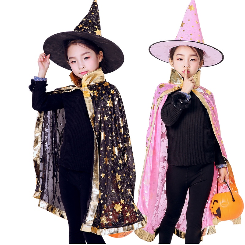 Halloween Cloak Children Cosplay Witch Cloak Magicien Wizard Performance Costume Costume