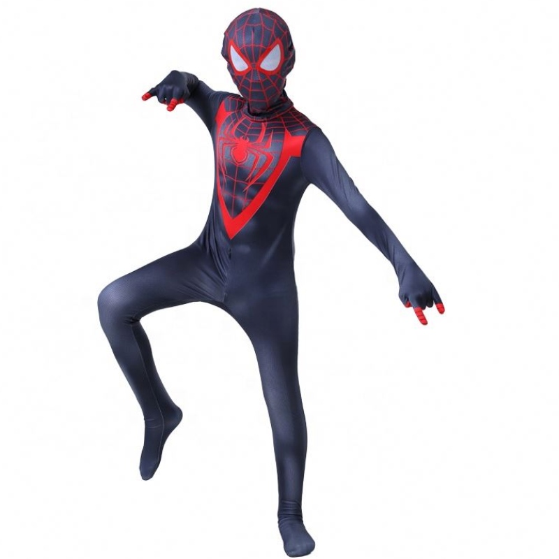 Nouveau design Halloween Carnival Spiderman No Way Way Home Cosplay Black Zentai Jumpsuit Spiderman Costume For Kids with Face Mask