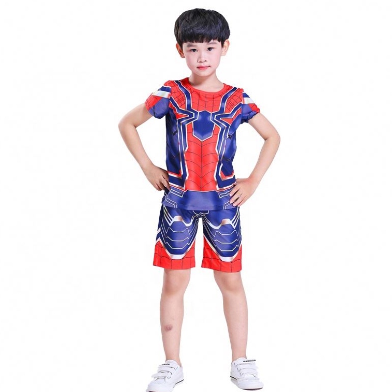 Nouveau style Polyester Sport Costumes Tenue décontractée Halloween Party Cosplay Spiderman Clets Top&shorts For Kids Boys