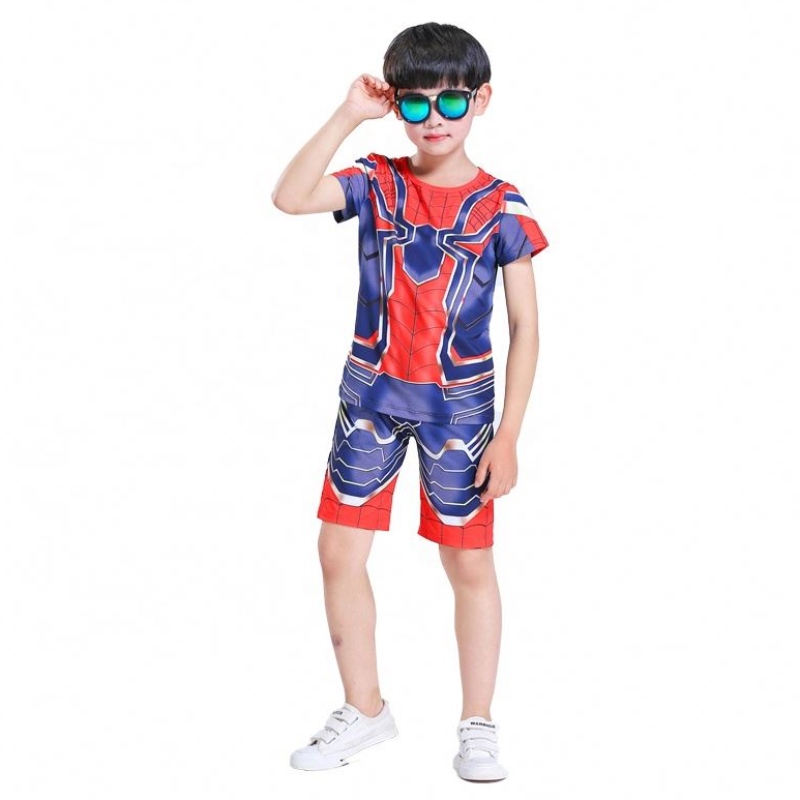 Nouveau style Polyester Sport Costumes Tenue décontractée Halloween Party Cosplay Spiderman Clets Top&shorts For Kids Boys