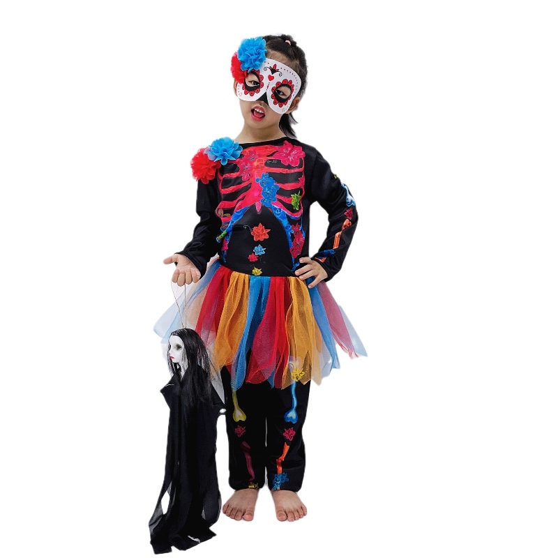 Nouveau style Halloween Costume Fashion Skeleton Kids Scary Costume Horror Skull Jumpsuit Carnival Party Kids Costume