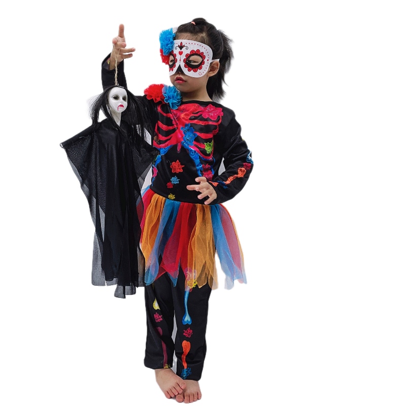 Nouveau style Halloween Costume Fashion Skeleton Kids Scary Costume Horror Skull Jumpsuit Carnival Party Kids Costume