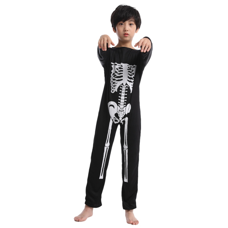 Halloween Skeleton Kids Costume Glow in the Dark Bone Skull Tenue pour Halloween Carnival