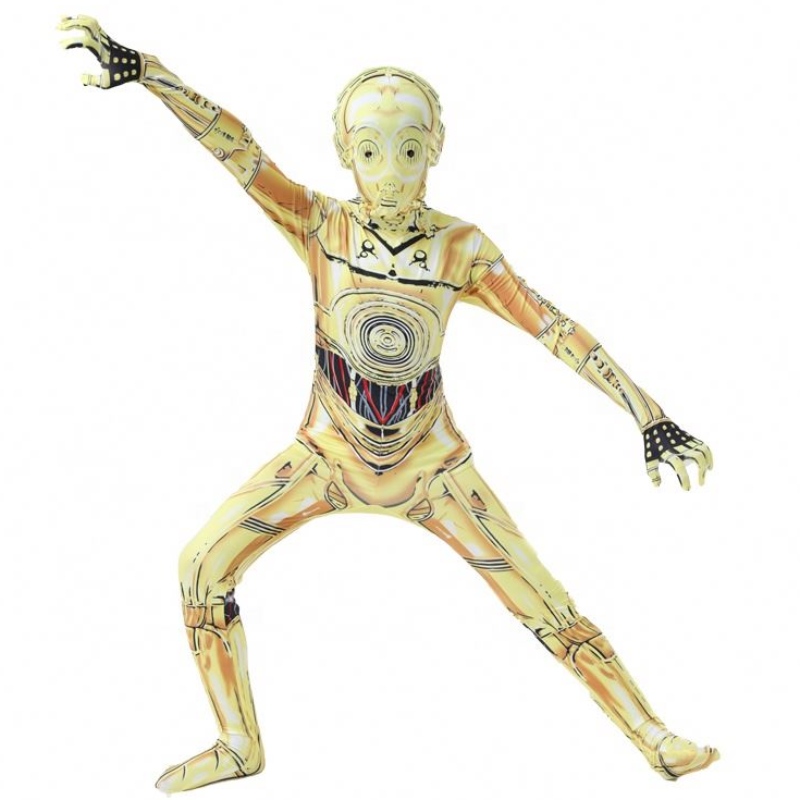 C-3po Funny Robot Performance Performance Uniforme Tenget Halloween Carnival Suit Jumpsuit Star Cosplay Wars Costume avec masque pour garçon