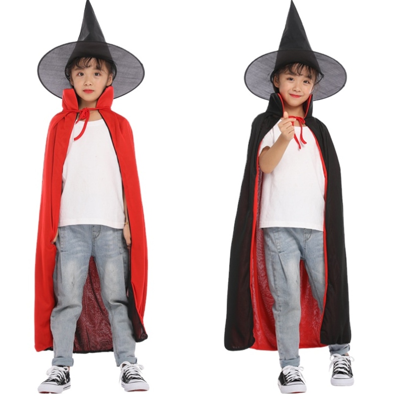 Nouveau maquillage d'arrivée Cosplay Cloak Witch Cape avec Hat Halloween Party Cape for Kids