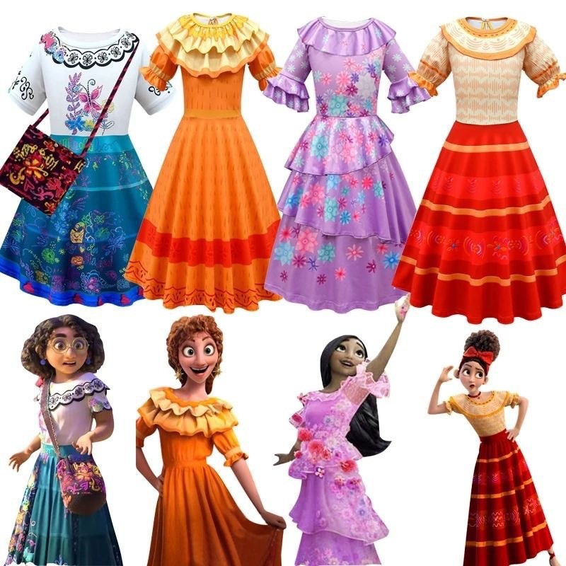 2022 Princesse Encanto Mirabel Costume Robe Party Birthday Cosplay Fancy Encanto Robe For Kids