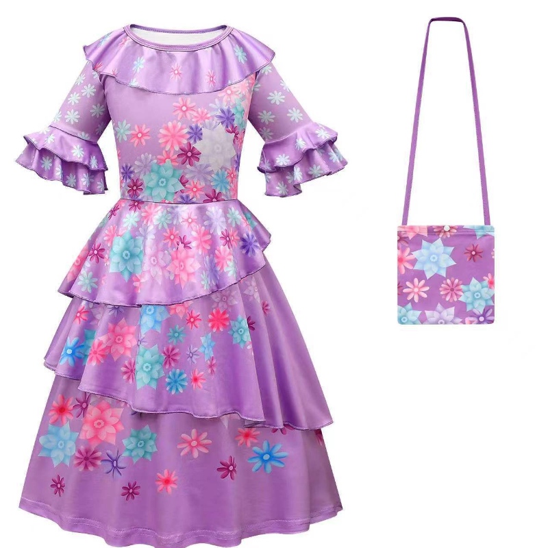 2022 Princesse Encanto Mirabel Costume Robe Party Birthday Cosplay Fancy Encanto Robe For Kids