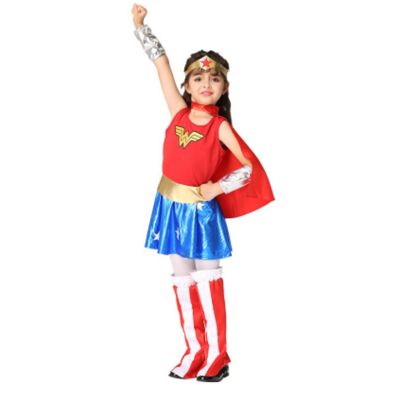 Baige Hot Selling Baby Girl Sans manches Costume Wonder Woman pour filles Halloween Costume Set Ek201