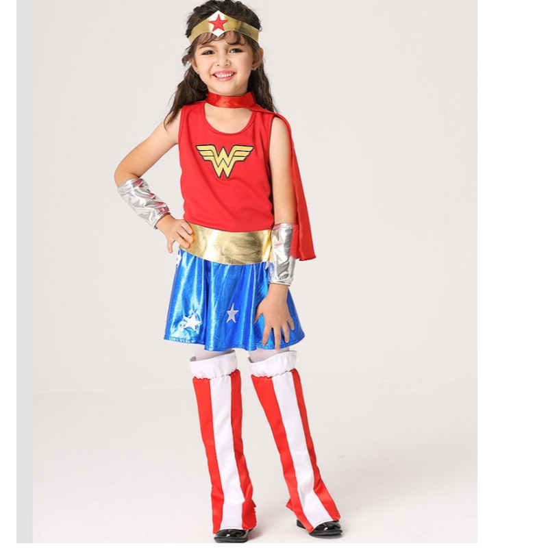 Baige Hot Selling Baby Girl Sans manches Costume Wonder Woman pour filles Halloween Costume Set Ek201