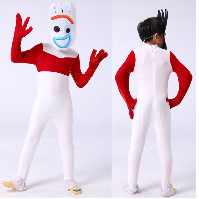 Costume de costume de cosplay de body blanc d'usine pour Halloween Party Fory Performance Wear Toy Story Costume pour les enfants avec masque