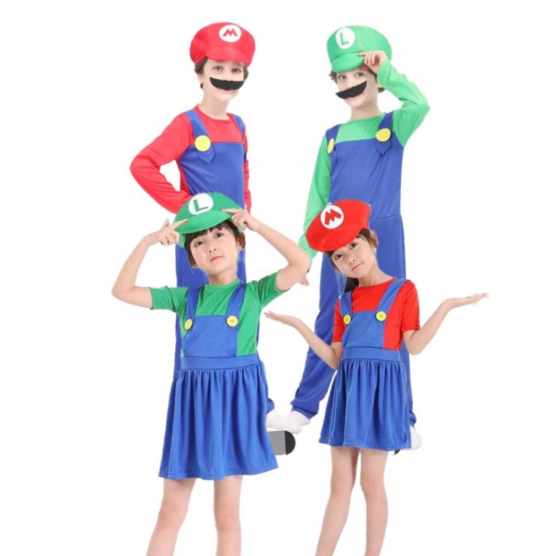 Vêtements Super Mario Adultes et enfants Mario Family Bros Cosplay Costume Set Enfants Gift Halloween Party Mario&Luigi Vêtements