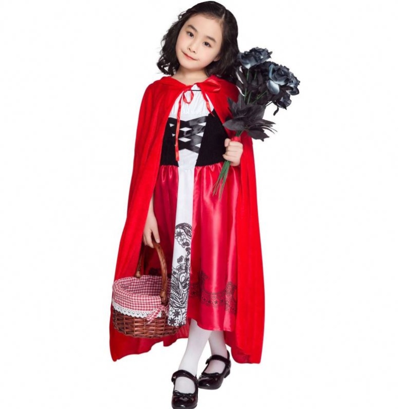 Costumes de la journée des enfants Halloween Costume du petit capot rouge de Rouge avec Cape for Kids