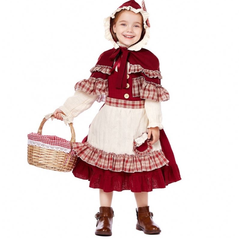 STAGE Hot Children Show Lolita Soft Girl Style Lace Robe With Cloak Little Red Riding Hood Costumes