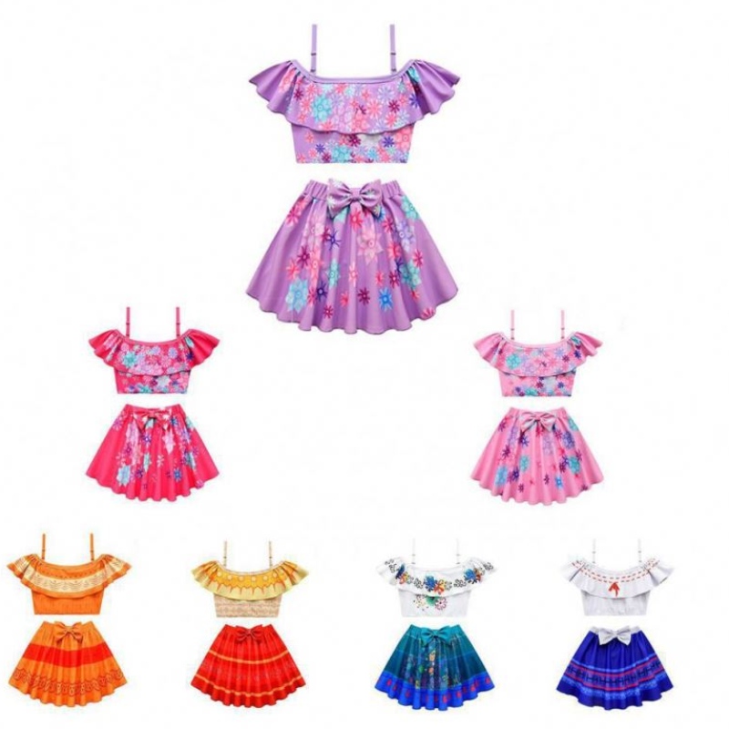 2022 NOUVEAU COSTUME DE DESIGN MAINTURE Deux ensembles PCS pour les filles pour enfants Encanto princesse robe maillot de bain Encanto Mirabel Bathing Wear