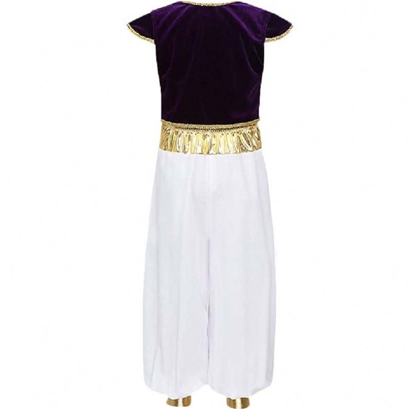 Halloween Aladdin Magic Lamp Cosplay Cost Cap Sleeves Waistcoat Aladdin Prince Costume avec pantalon hcal-010