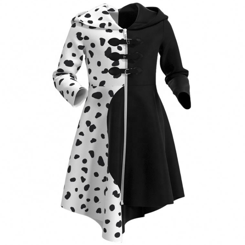 Deluxe Dress Up for Tweens Disguise Deville Cocktail Cosplay Party Black White Dalmatians Cuella Robe Mabe pour Halloween