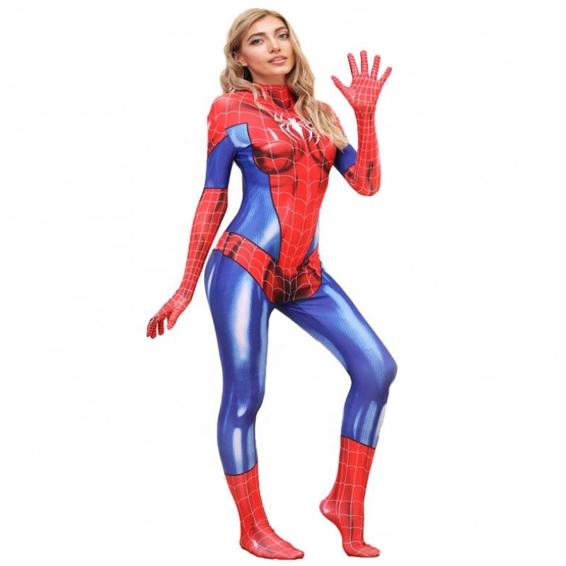 Wholesale Plus Size Halloween Prop Performing Performance Wear pour la femme Spiderman Spiderwoman Costumes ensembles