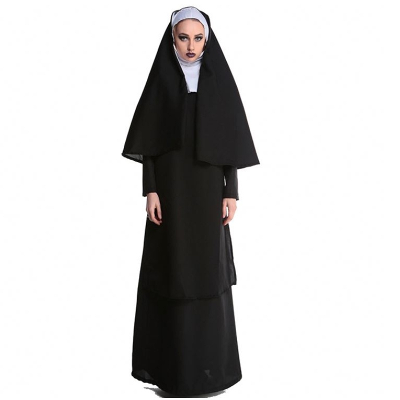 Costume d'Halloween adulte Jésus Christ masculin Missionnaire Vobe de bureau Maria Priest Nun Robes Cosplay Costume