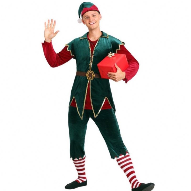 Nouveau costume d'elfe de fête de Noël adulte