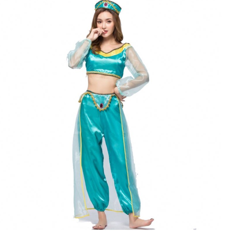 Uniformes de jeu Europe et les États-Unis Costumes Halloween Cosplay Sexy Aladdin Magic Lamp Jasmine Princess Robe