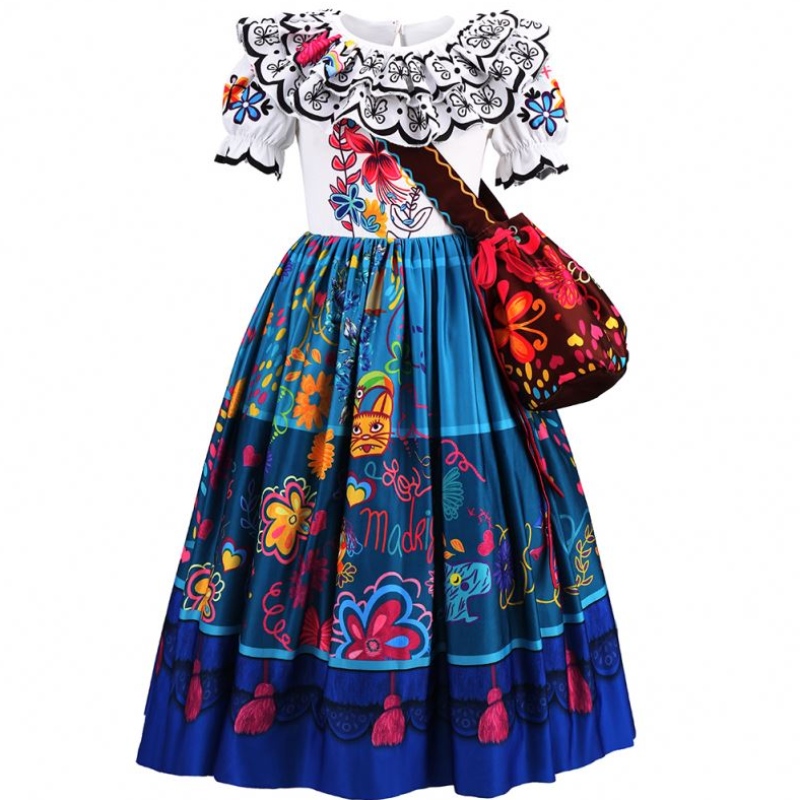 Baige Kids Mirabel Madrigal Movie Costume Halloween Carnival Cosplay Girls Birthday Party Princess Encanto Robes