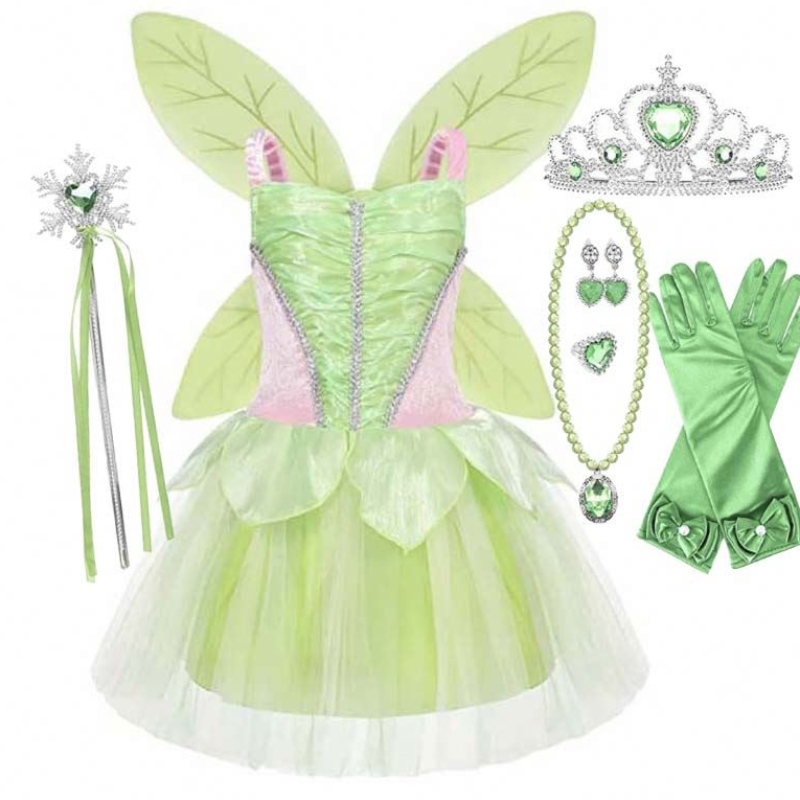 Halloween Cosplay Baby Girls Party Christmas Fleur Fair Fairy Tinker Bell Tenue de papillons Wings Set HCTB-005