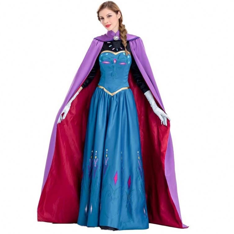 Les femmes s'habillent 2022 Costume de princesse des femmes Anna Adult Elsa avec des gants de capes SZAC-003