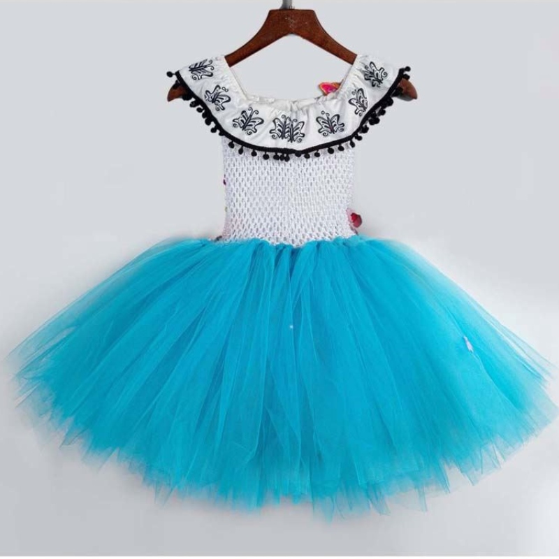 Vêtements d'Halloween enfants crochet tulle fleur moelleuse encanto mirabel tutu robe