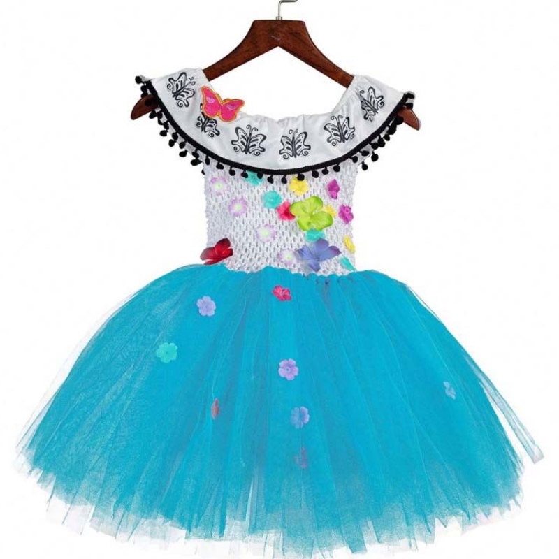 Vêtements d'Halloween enfants crochet tulle fleur moelleuse encanto mirabel tutu robe