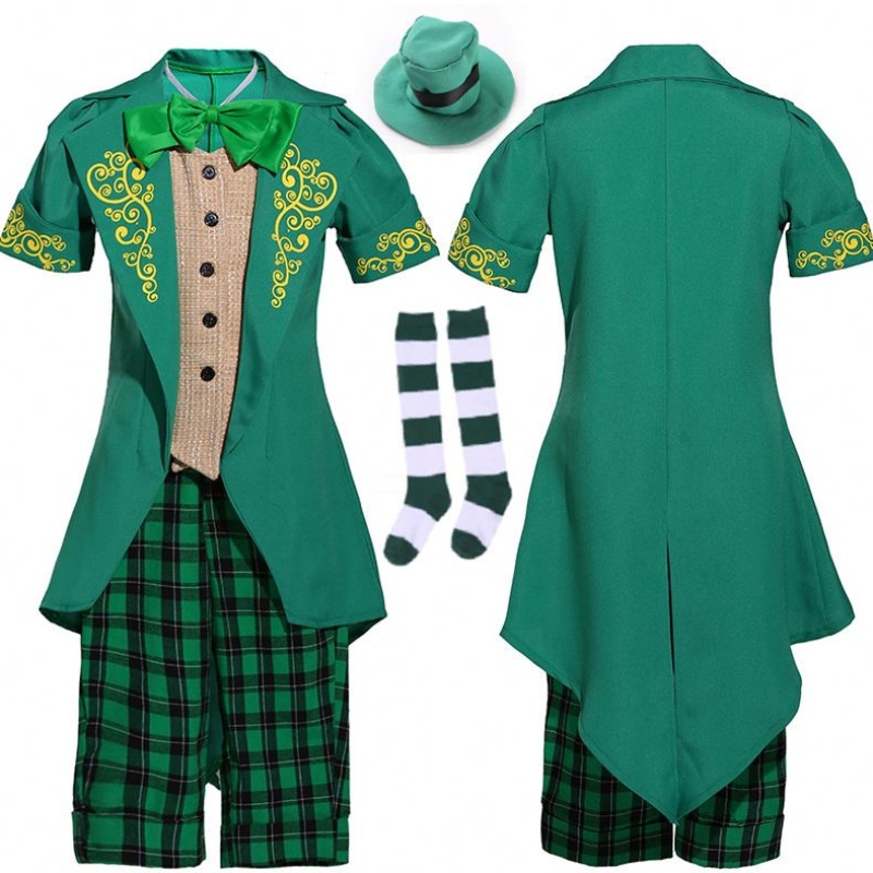 Enfants Halloween Irish Elf Performance Uniform Outfit St. Patrick \\'s Day Girl Leprechaun Costume DGHC-089