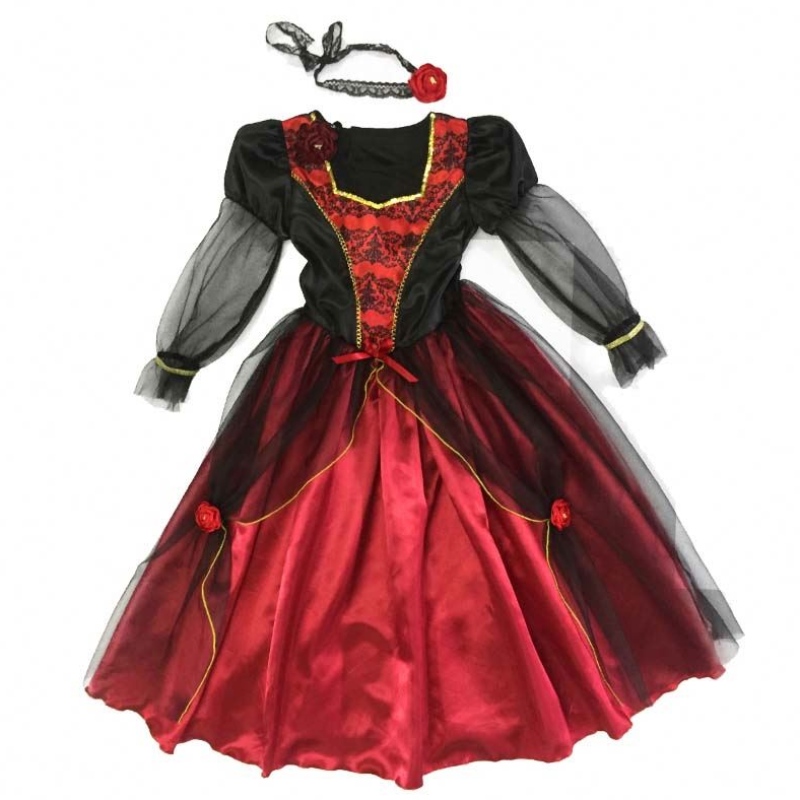 2022 Costume Halloween de qualité Kids Vampire Girl Cosplay Costume pour 10-12y HCVM-001