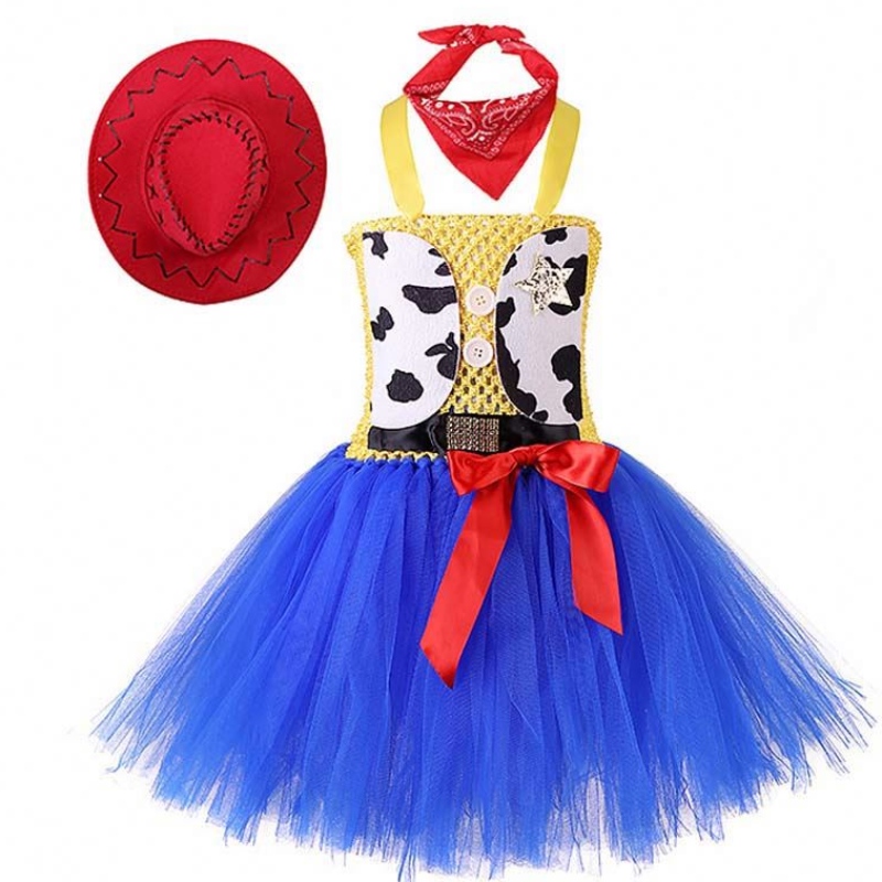 Costume de cow-girl pour la fête d'anniversaire de Pâques pour fille 1 à 12 ans avec bandana Cowboy HCTS-002