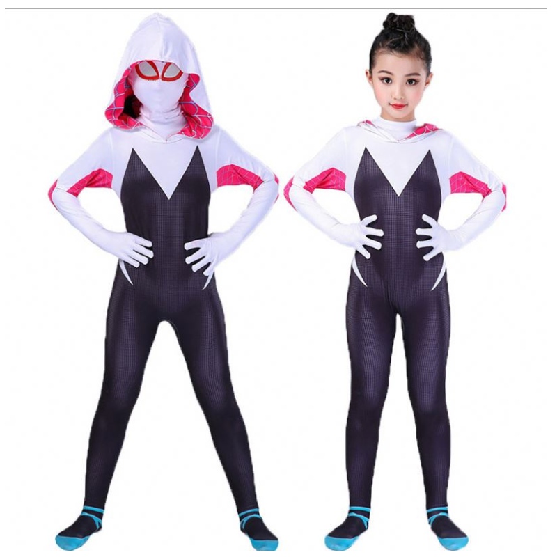 3D Kids Women Spider Gwen Costume Gwendolyn Maxine Stacy Zentai Suit Spidergirl Cosplay Halloween Costumes for Girls