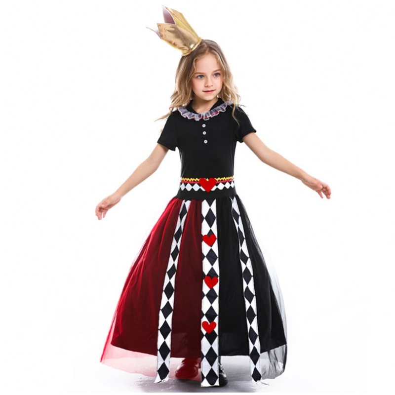 Girls Alice in Wonderland Red Queen of Heart Cosplay Costume Kid