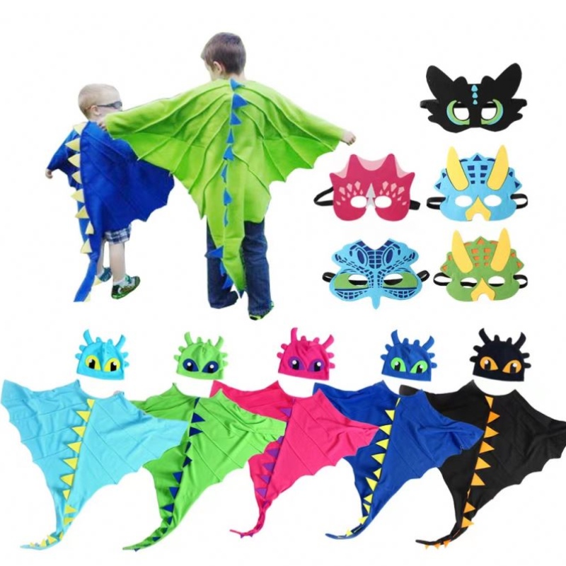 Kids Dinosaur-Costume-Cape avec Hood Halloween Cosplay Costume Birthday Party Favors