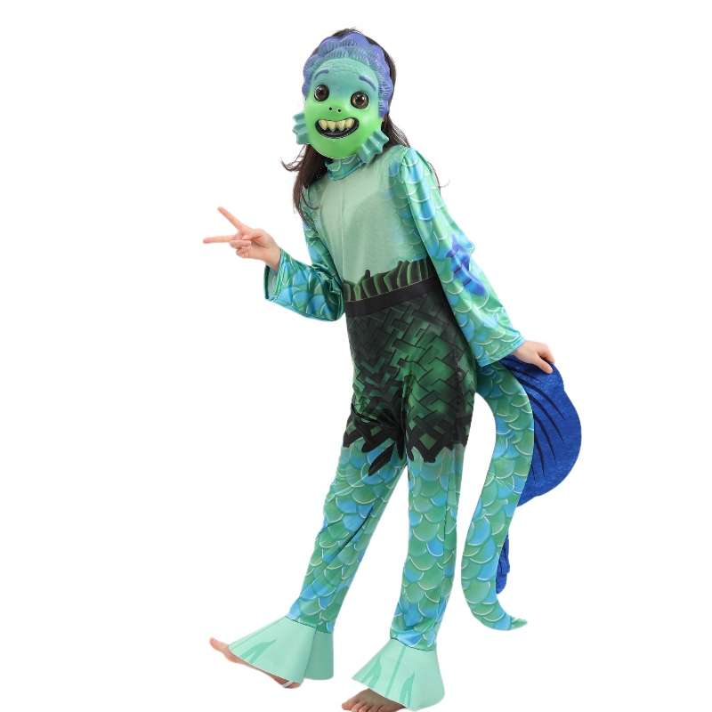 New Style Kids Movie Sea Monster Cosplay Jumpsuit Boys Luca Halloween Costumes for Children