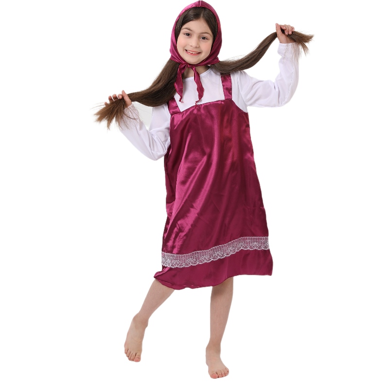 Vente chaude mignonne deux pièces Petite robe d'équitation Robe Halloween Costumes pour filles