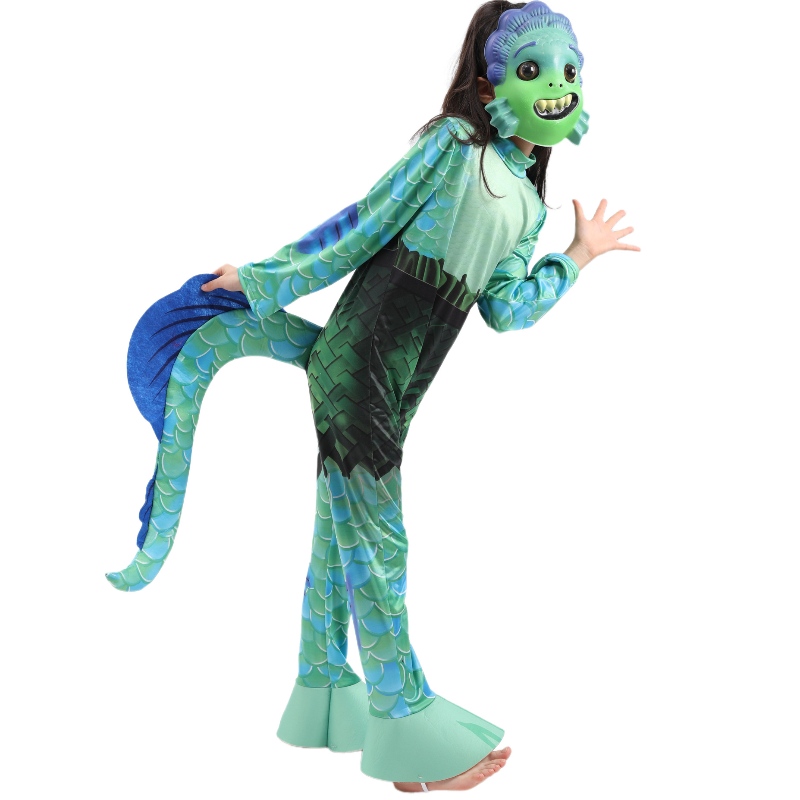 Costume de performance des enfants Luca Carnival Jumps combinaison et couverture de visage pour les enfants