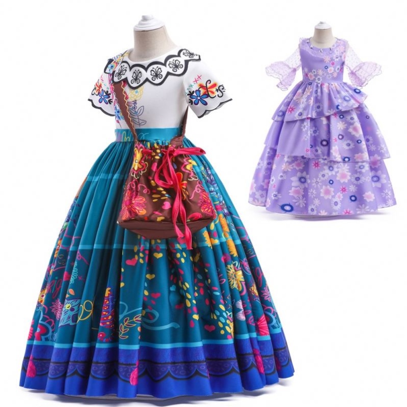 Baige Encanto Mirabel Isabella Purple Girl Robe Long Manches NOUVEAU CARNIVAL KIDS COSPlay Costume MFMW001